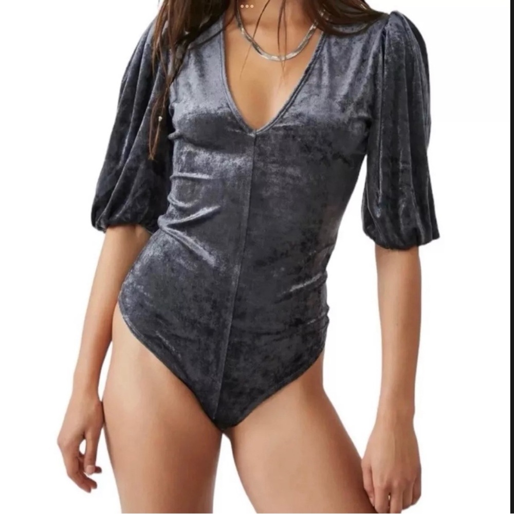 Elegant Gray Velvet Women's Top
